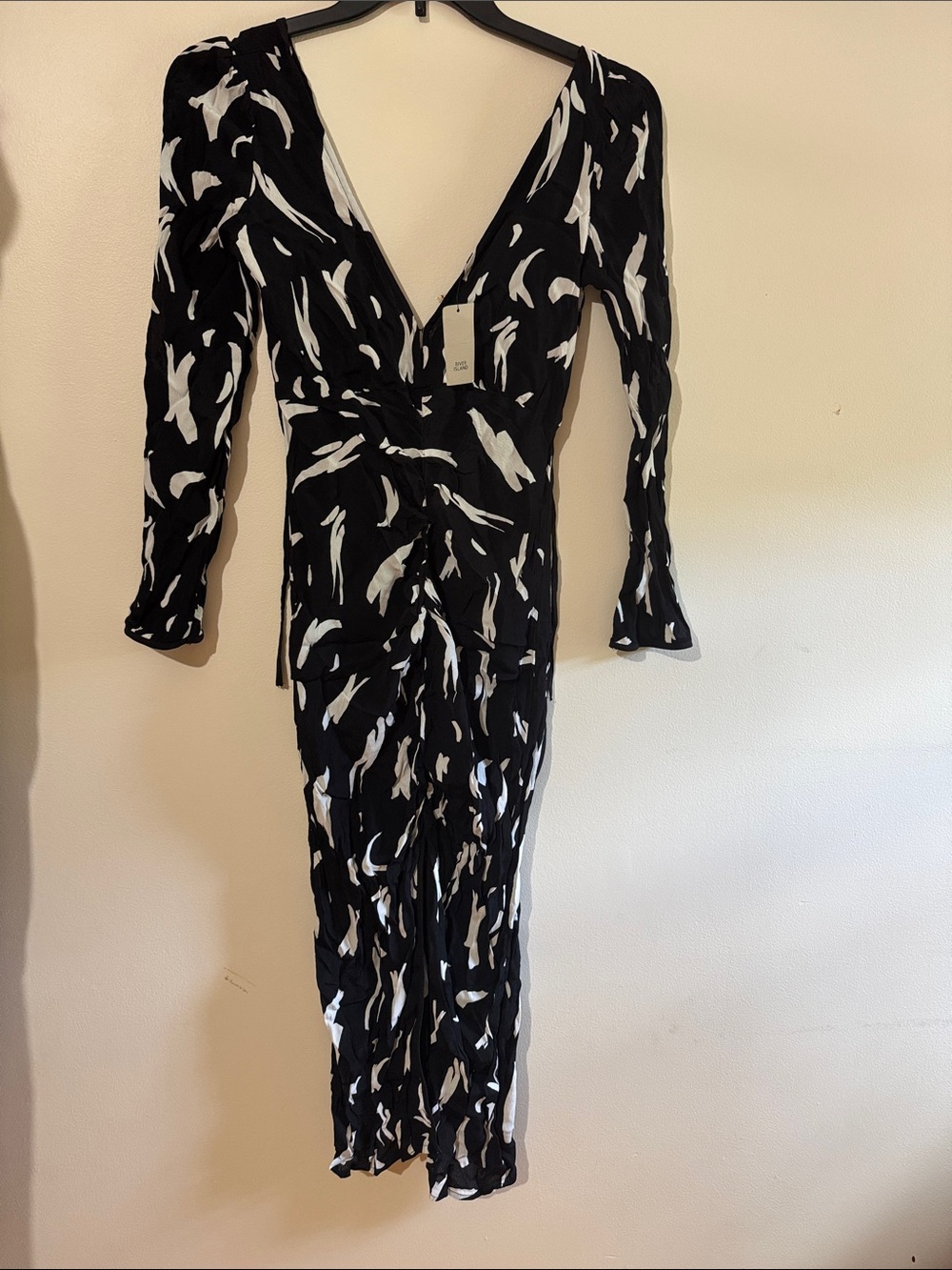 River Island Black Dress with White Abstract Print
